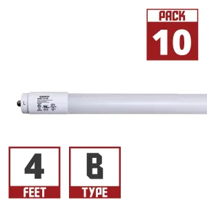 10 Pack - 4ft T8 LED Bulb, 2000lm, 40K|50K|65K, Fa8 Base, Ballast Bypass, Single|Dual End