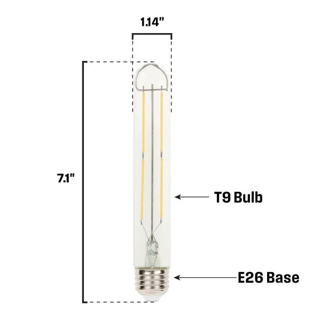 10W T9 Filament LED Dimmable Clear 2700K E26 (Medium) Base