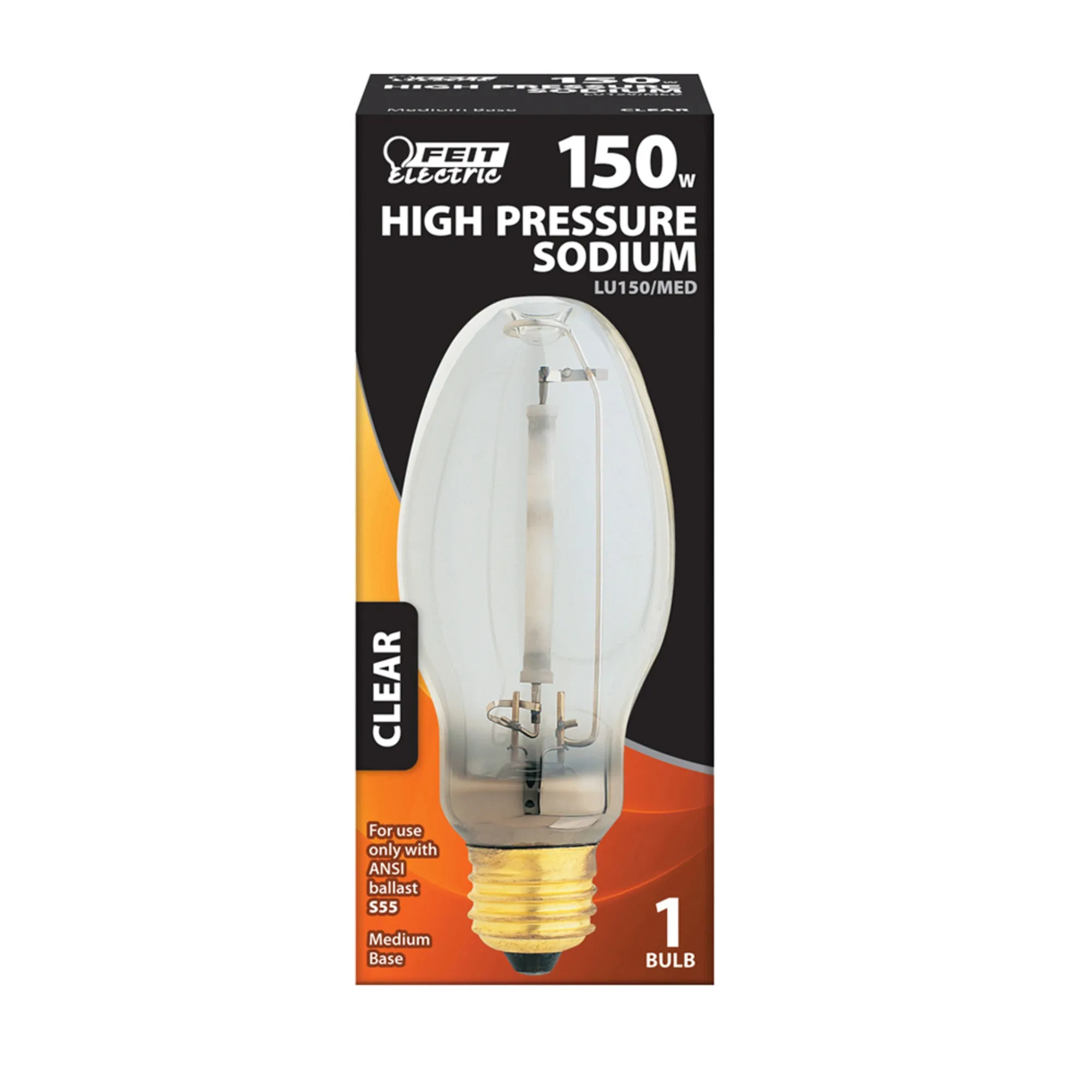 150W Soft White (2000K) ED17 Shape (E26 Base) Clear High Pressure Sodium Lamp Light Bulb