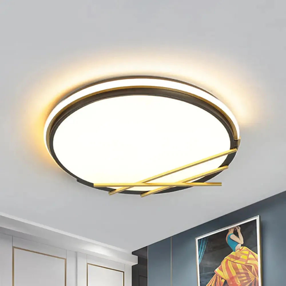 16"/19.5" W Acrylic Round Flush LED Light Fixture in Black - Nordic Design, Warm/White Lighting