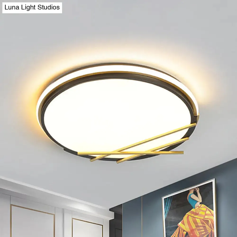 16"/19.5" W Acrylic Round Flush LED Light Fixture in Black - Nordic Design, Warm/White Lighting