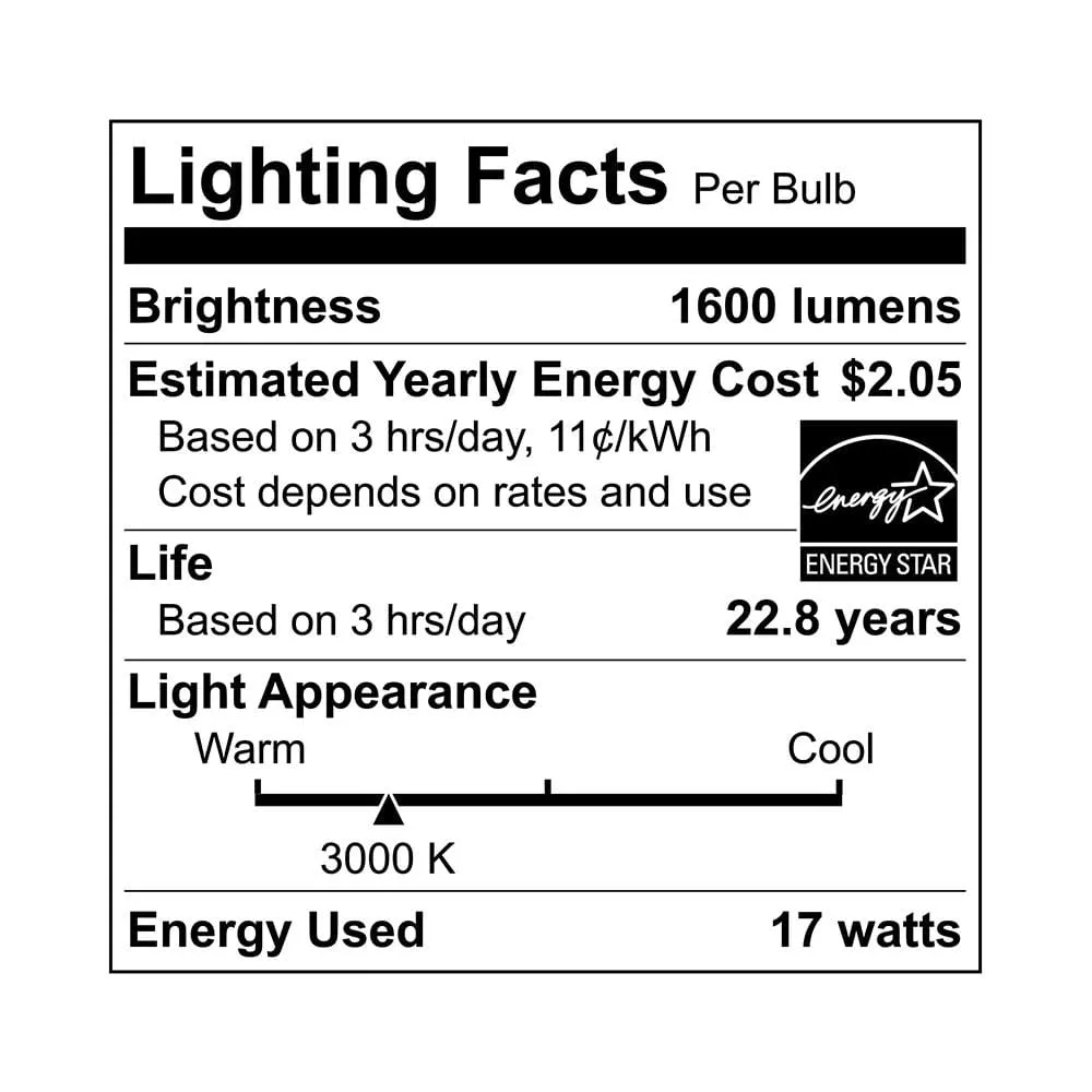 17W A21 Dimmable Bulb - 210 Degree Beam - E26 Base - 1600 Lm