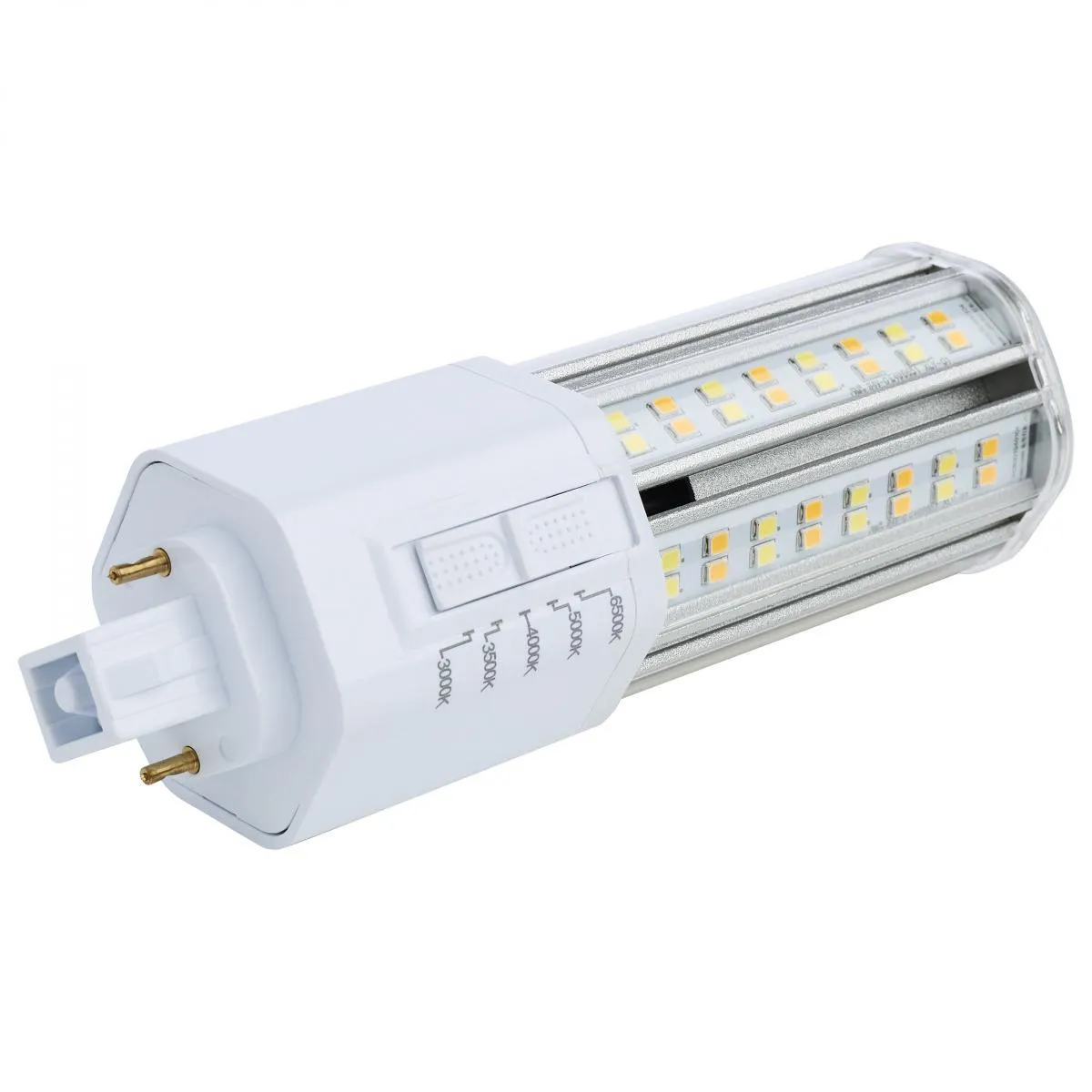 2 pin PL LED Bulb, 14W, 1820lm, 3000K to 6500K, Universal, 26W CFL Equal, G24d Base, Ballast Bypass