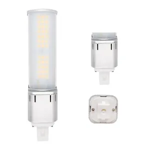 2 pin PL LED Bulb, 7W, 920lm, 5000K, Horizontal, 13W CFL Equal, G23 Base, Direct Or Bypass