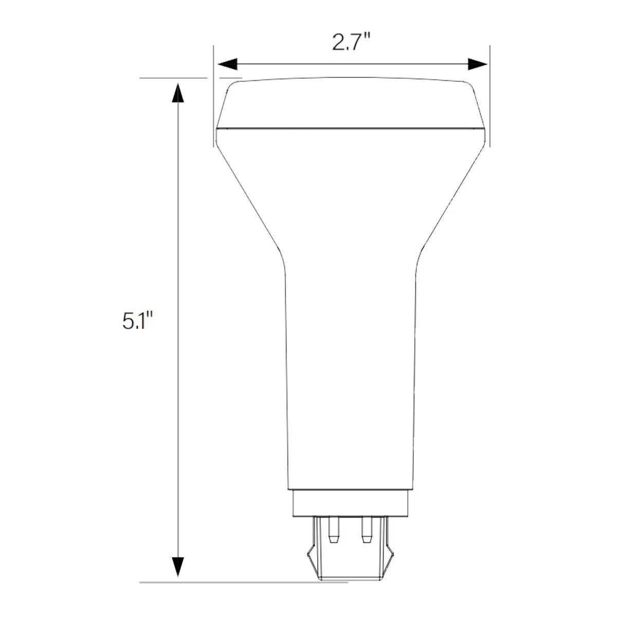 2 Pin PL LED Bulb, 8.5 Watt, 1150 Lumens, Selectable CCT 30K/35K/40K, Vertical, Replaces 26W CFL, G24d Base, Tybe B Ballast Bypass