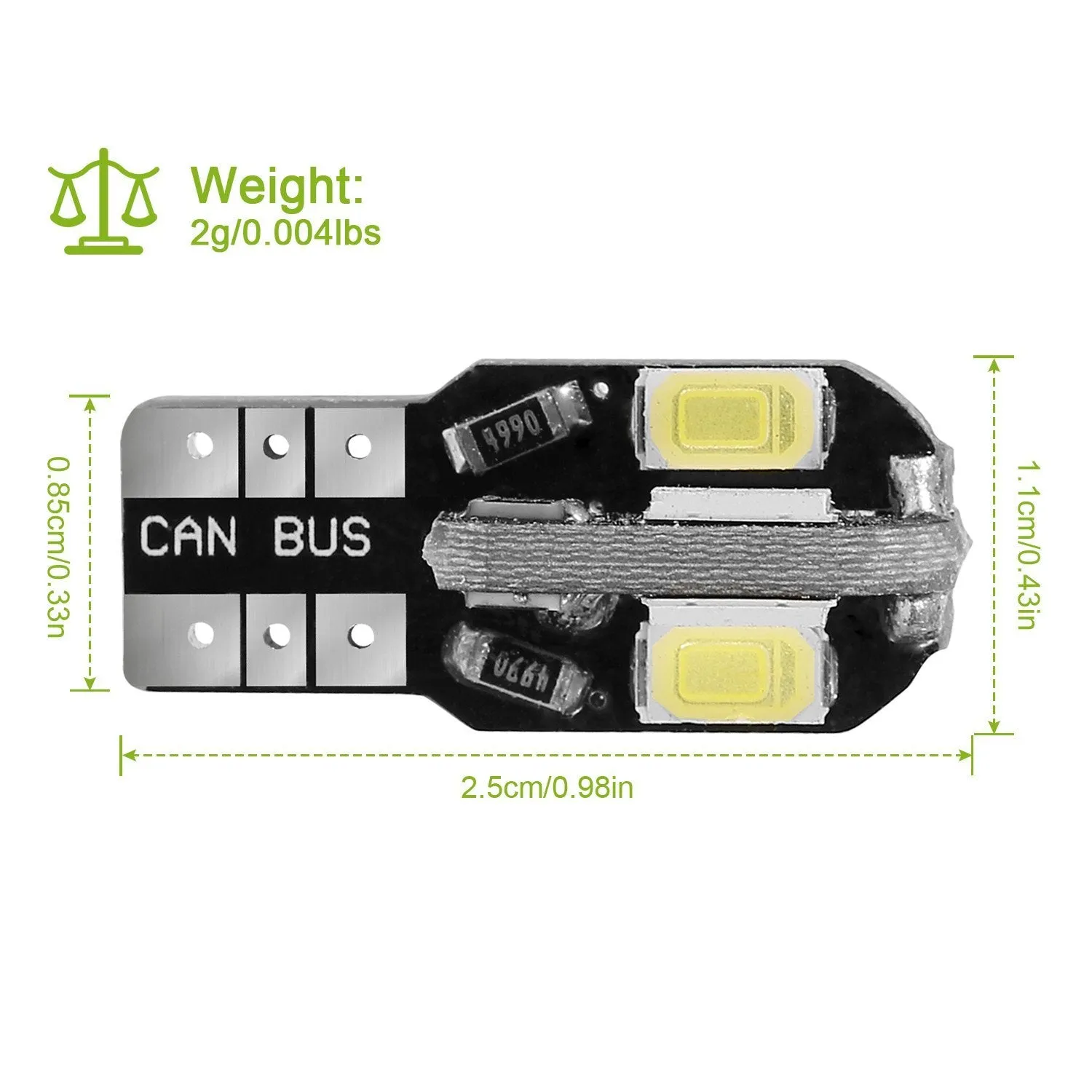 20-Piece: T10 SMD5730 LED Light Bulbs