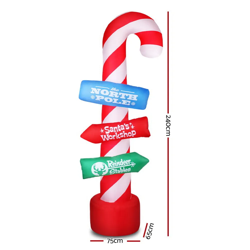 2.4M LED Christmas Inflatable Candy Pole, Water-Repellent - Jingle Jollys