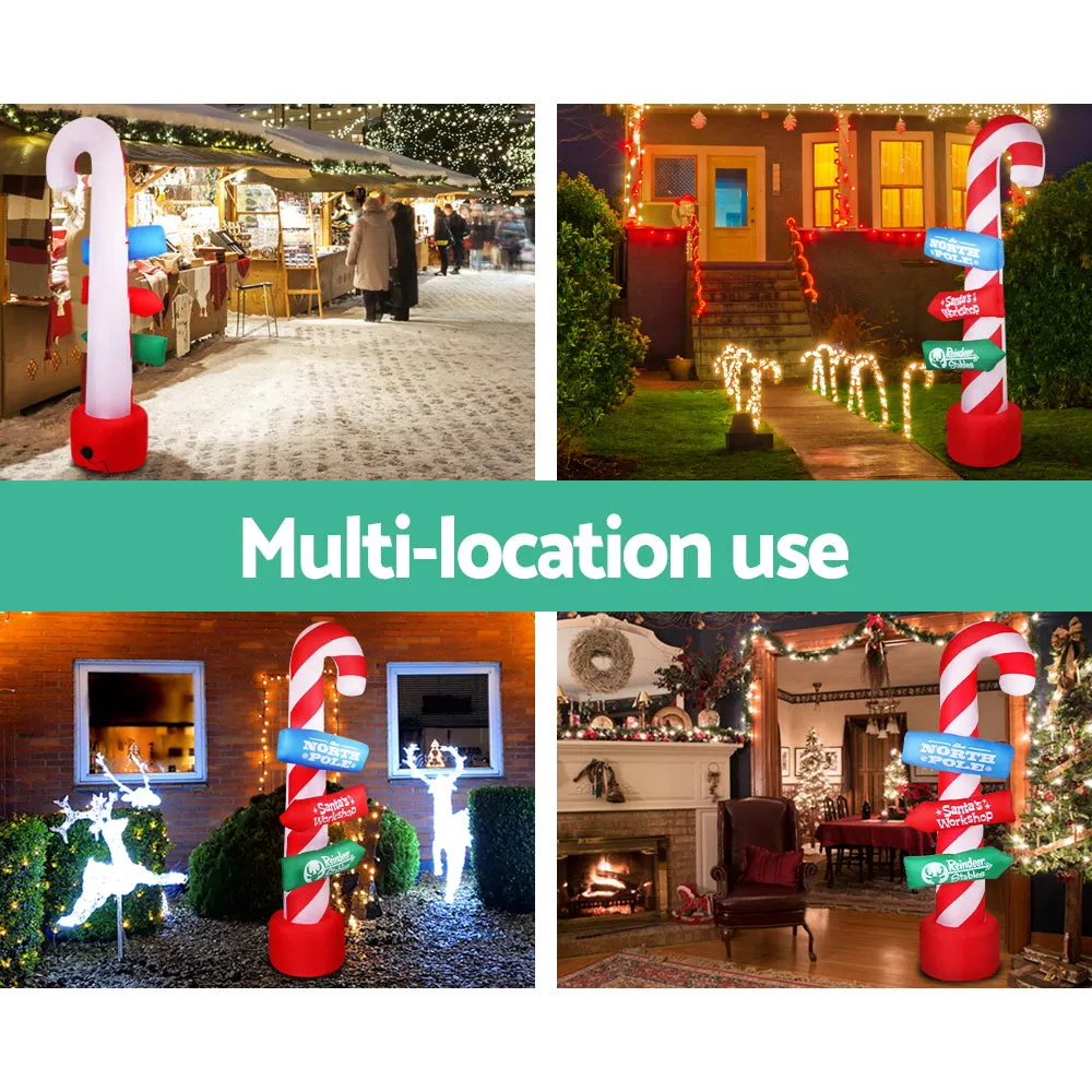 2.4M LED Christmas Inflatable Candy Pole, Water-Repellent - Jingle Jollys