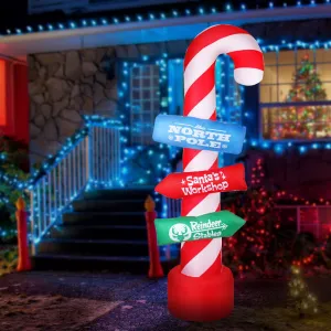 2.4M LED Christmas Inflatable Candy Pole, Water-Repellent - Jingle Jollys