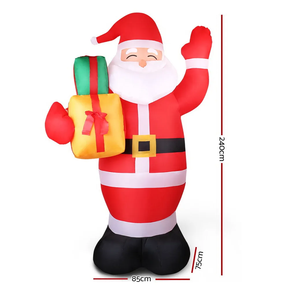 2.4M LED Santa Inflatable, Water-Resistant, Jingle Jollys