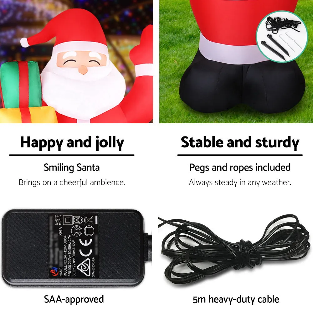 2.4M LED Santa Inflatable, Water-Resistant, Jingle Jollys