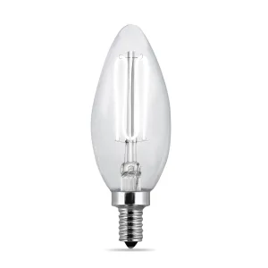 3.3W (40W Equivalent) Daylight White (5000K) E12 Candelabra Base Dimmable Thin Filament Clear Glass Chandelier LED Light Bulb (2-Pack)