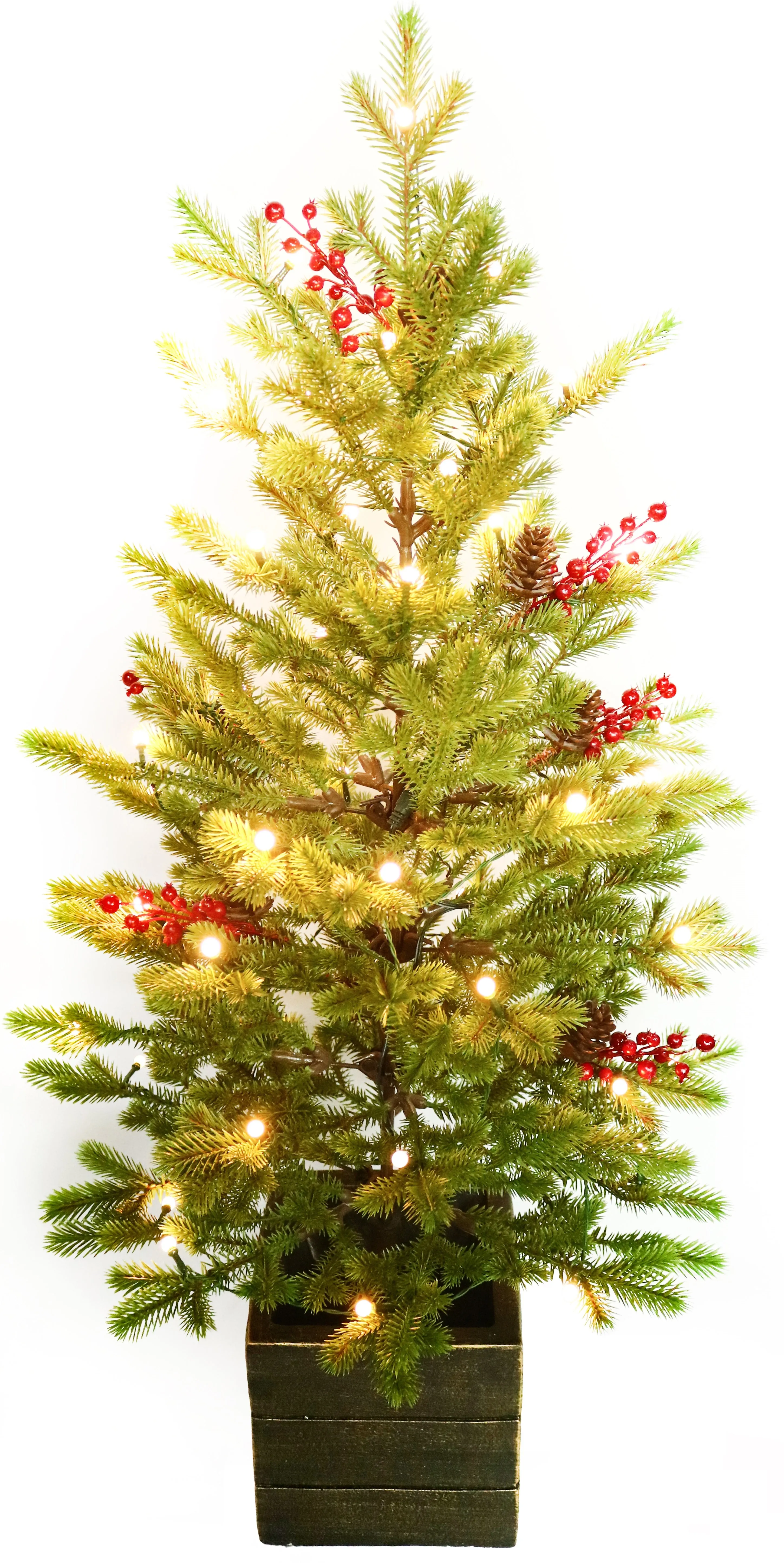 3.5' Frasier Fir Potted Artificial Foyer Tree with Color-Changing Starry LED Globe Lights