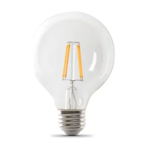 3.8W (40W Replacement) Bright White (3000K) E26 Base G25 Filament LED Bulb (3-Pack)