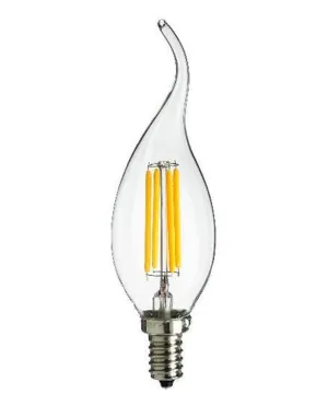 4 Watt 3000K LED Flame Tip Candle Lamp - Small Edison Screw Cap (E14), Clear Finish