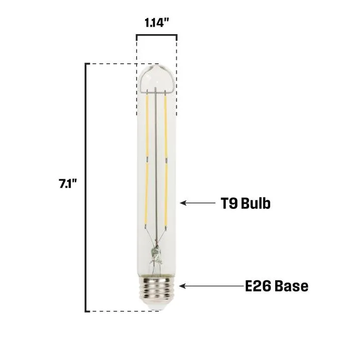 5W T9 Filament LED Dimmable Clear 2700K E26 (Medium) Base