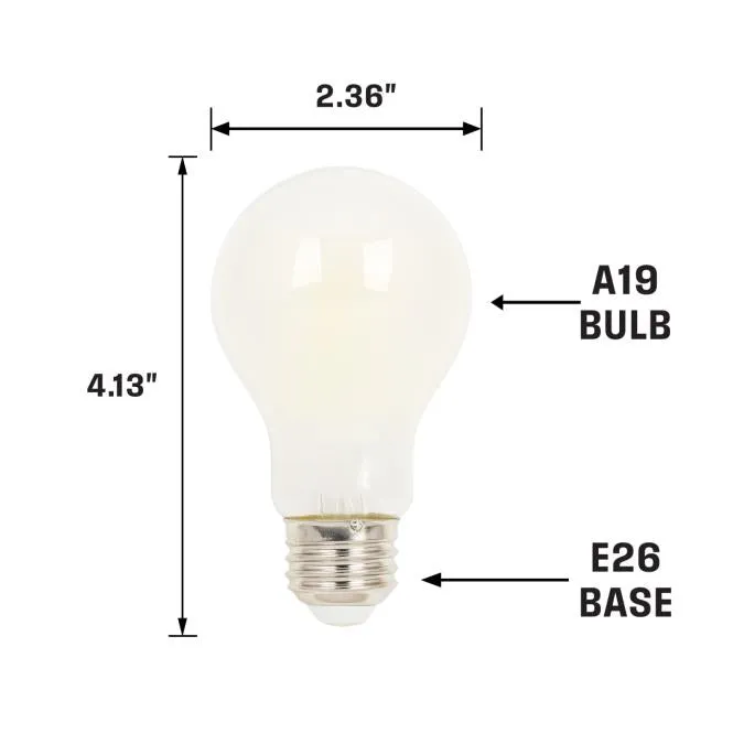 6.5W A19 Filament LED Dimmable Soft White 3000K E26 (Medium) Base, 120 Volt, Box