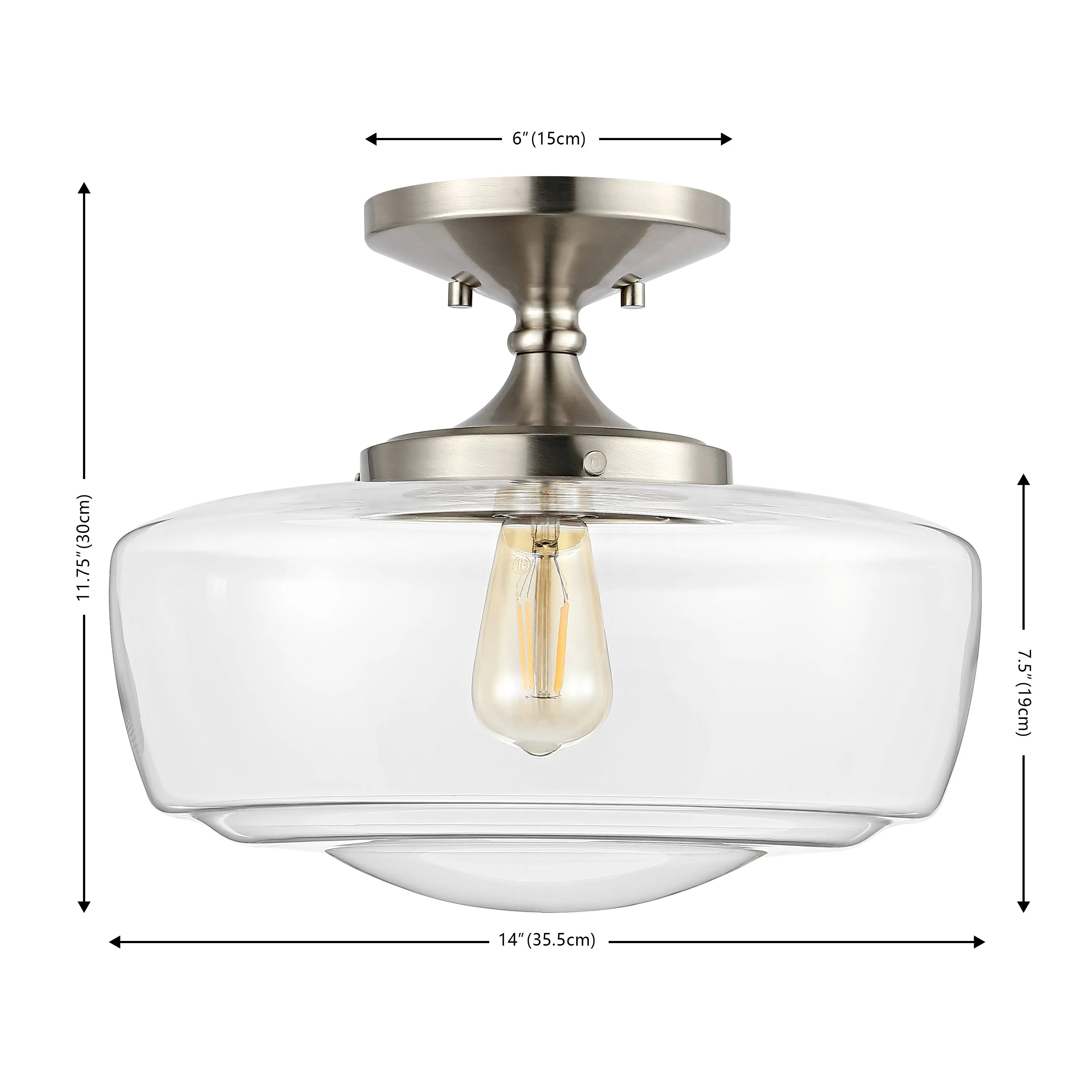 Abukamu 14" Glass/Iron Farmhouse Modern LED Flush Mount