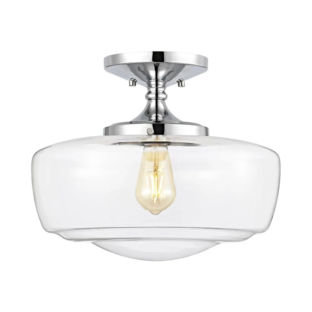 Abukamu 14" Glass/Iron Farmhouse Modern LED Flush Mount