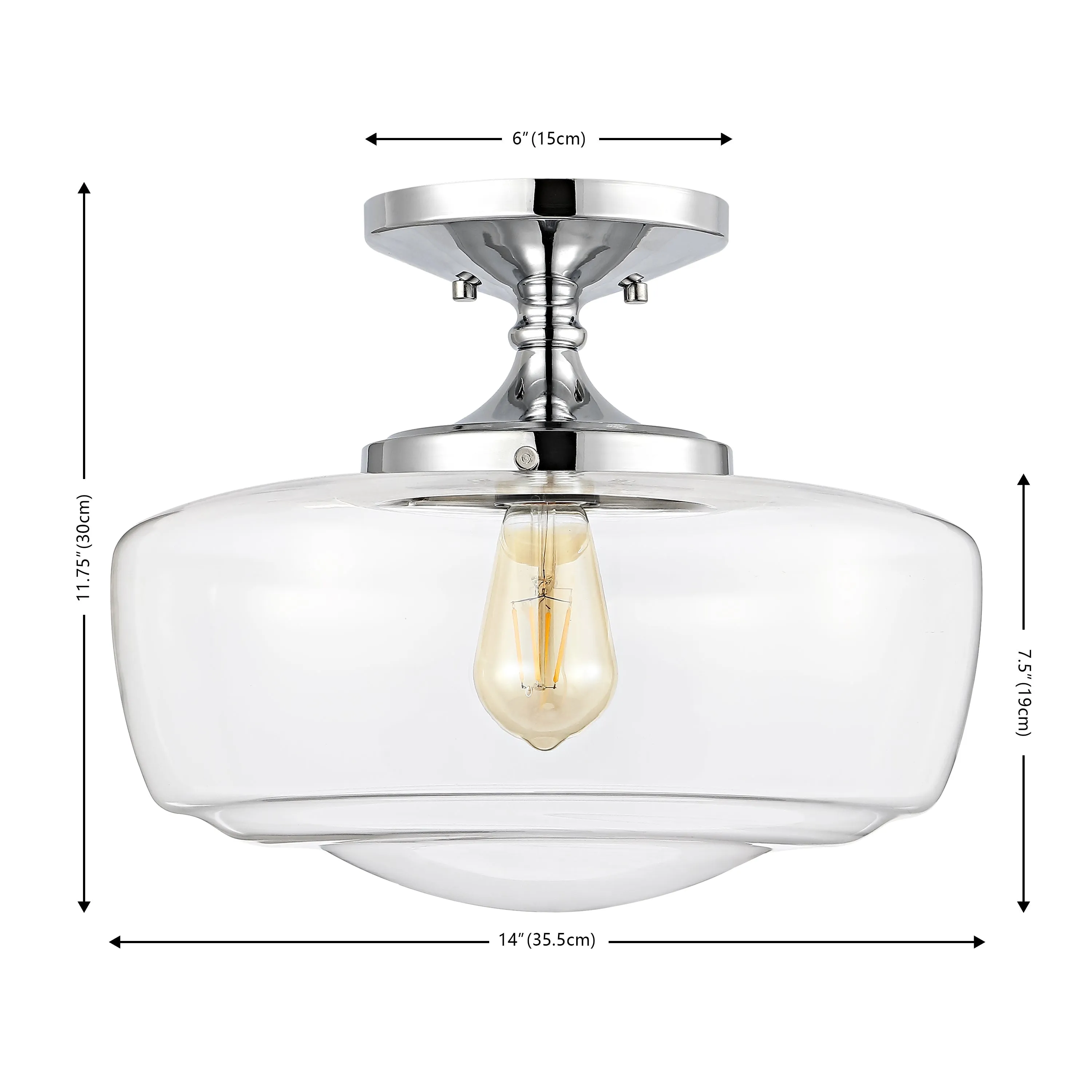 Abukamu 14" Glass/Iron Farmhouse Modern LED Flush Mount