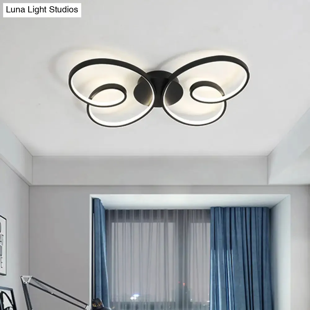 Acrylic Butterfly LED Flush Mount Spotlight: Minimalistic Black/White Ceiling Light