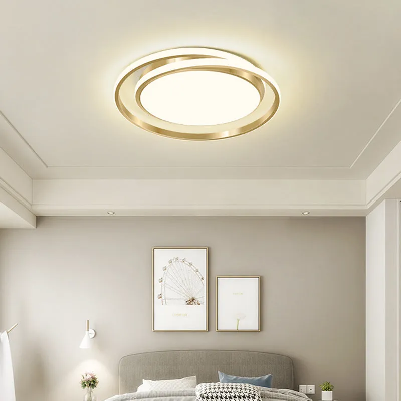 Acrylic LED Ceiling Lamp in Brushed Gold - Simple Style Flush Mount for Bedroom