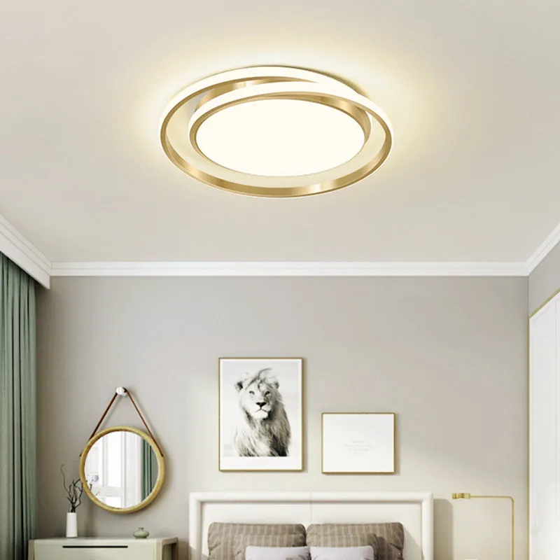 Acrylic LED Ceiling Lamp in Brushed Gold - Simple Style Flush Mount for Bedroom