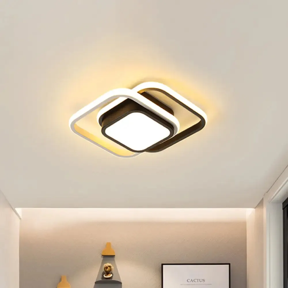 Acrylic LED Flushmount Simplicity Black-White Ceiling Light for Dress Room - Warm/White Light