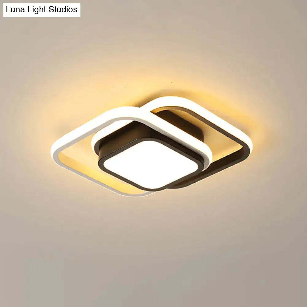 Acrylic LED Flushmount Simplicity Black-White Ceiling Light for Dress Room - Warm/White Light