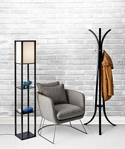 ADESSO 3138-01 WRIGHT 63" FLOOR LAMP W/ 2 STORAGE SHELVES SMART SWITCH COMPATIBLE