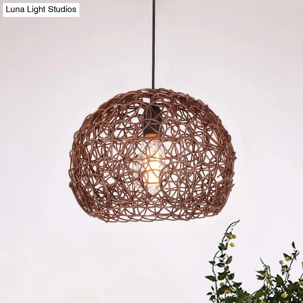 Adjustable Cord Loft Style Pendant Lamp - Brown Hanging Ceiling Light