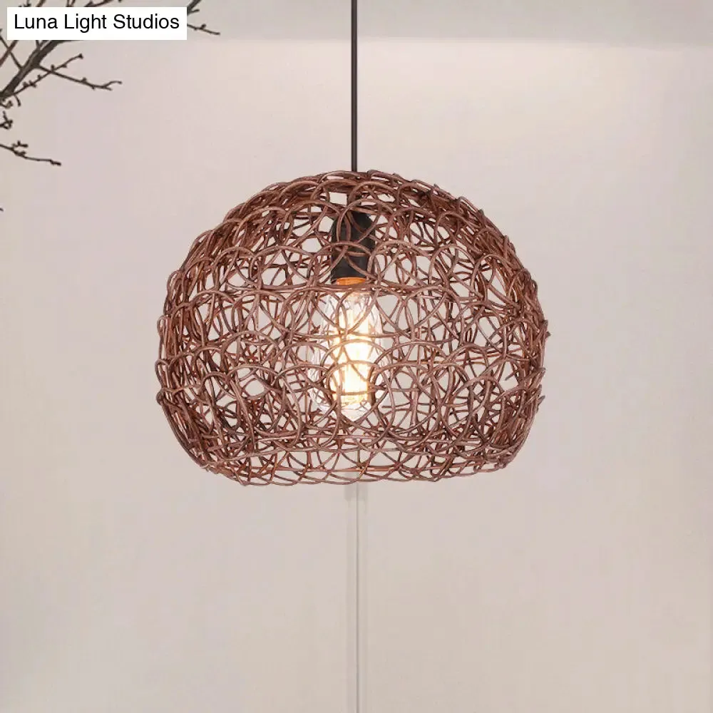 Adjustable Cord Loft Style Pendant Lamp - Brown Hanging Ceiling Light