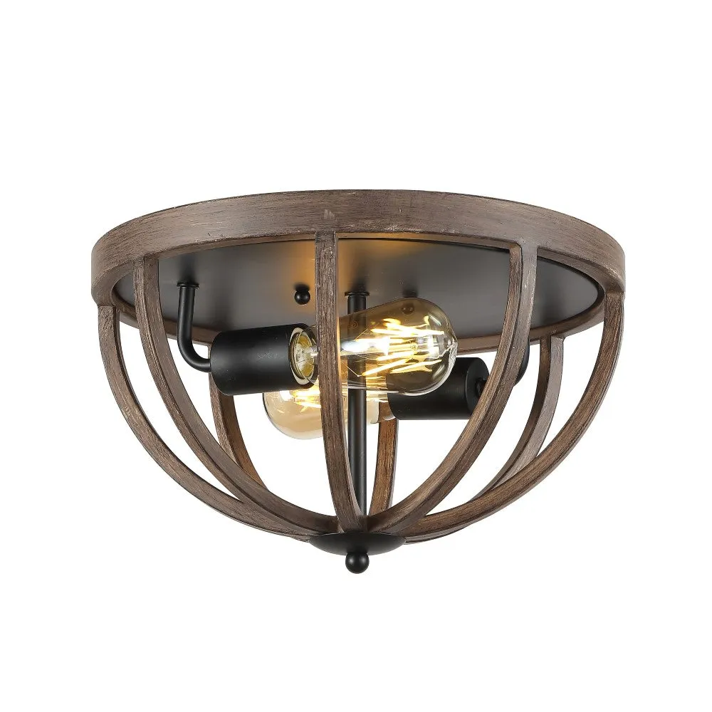 Alice 13" 2-Light Iron Rustic Farmhouse LED Flush Mount