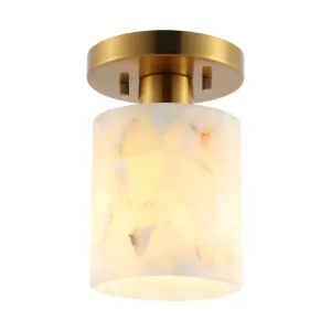 Beachcrest 5.13" 1-Light Modern Contemporary Alabaster/Iron Cylinder LED Semi Flush Mount