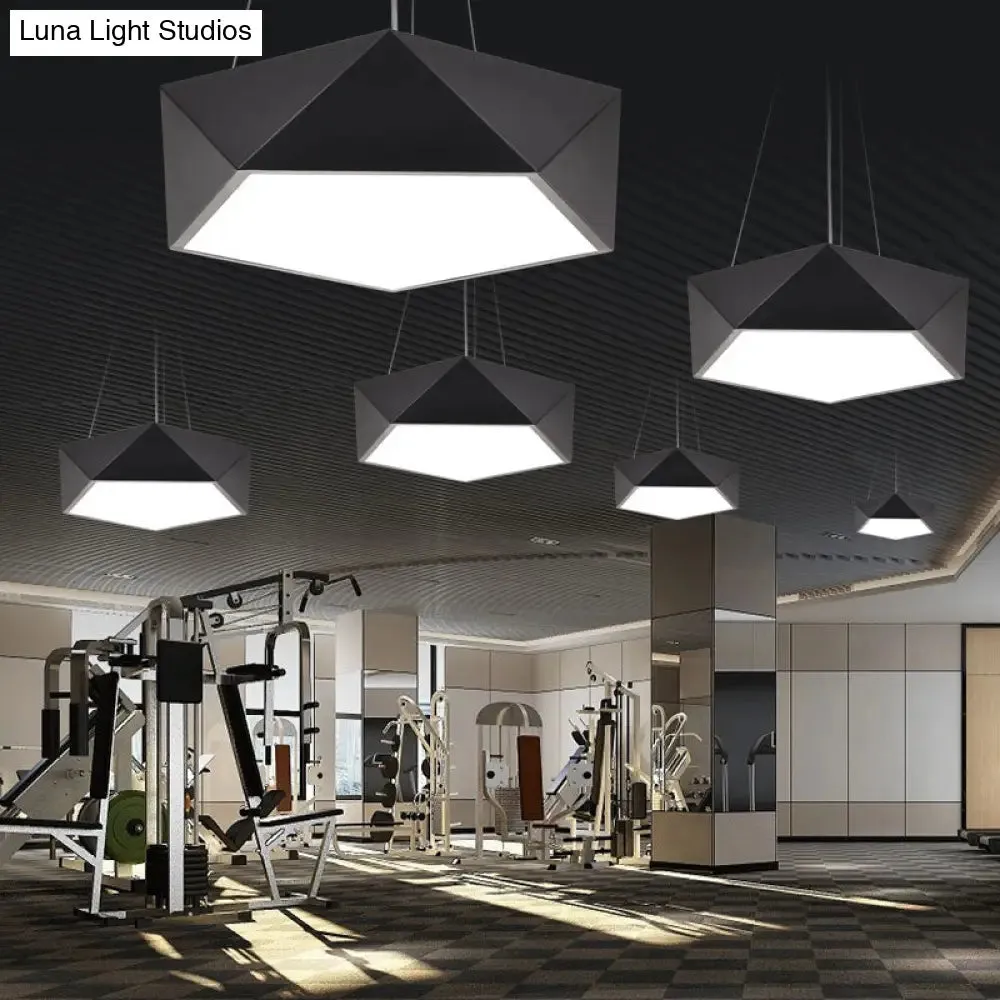 Black Pentagon LED Hanging Light Ceiling Chandelier