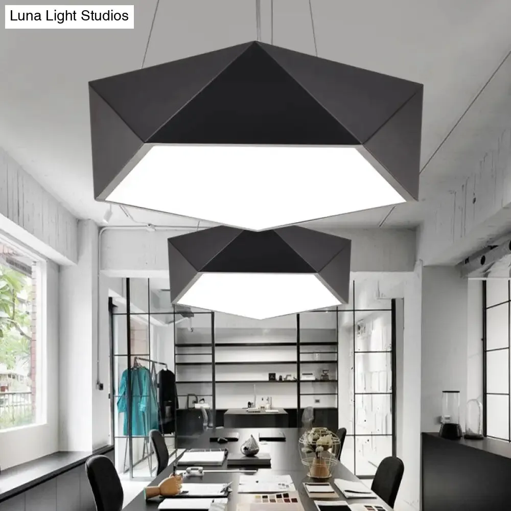 Black Pentagon LED Hanging Light Ceiling Chandelier