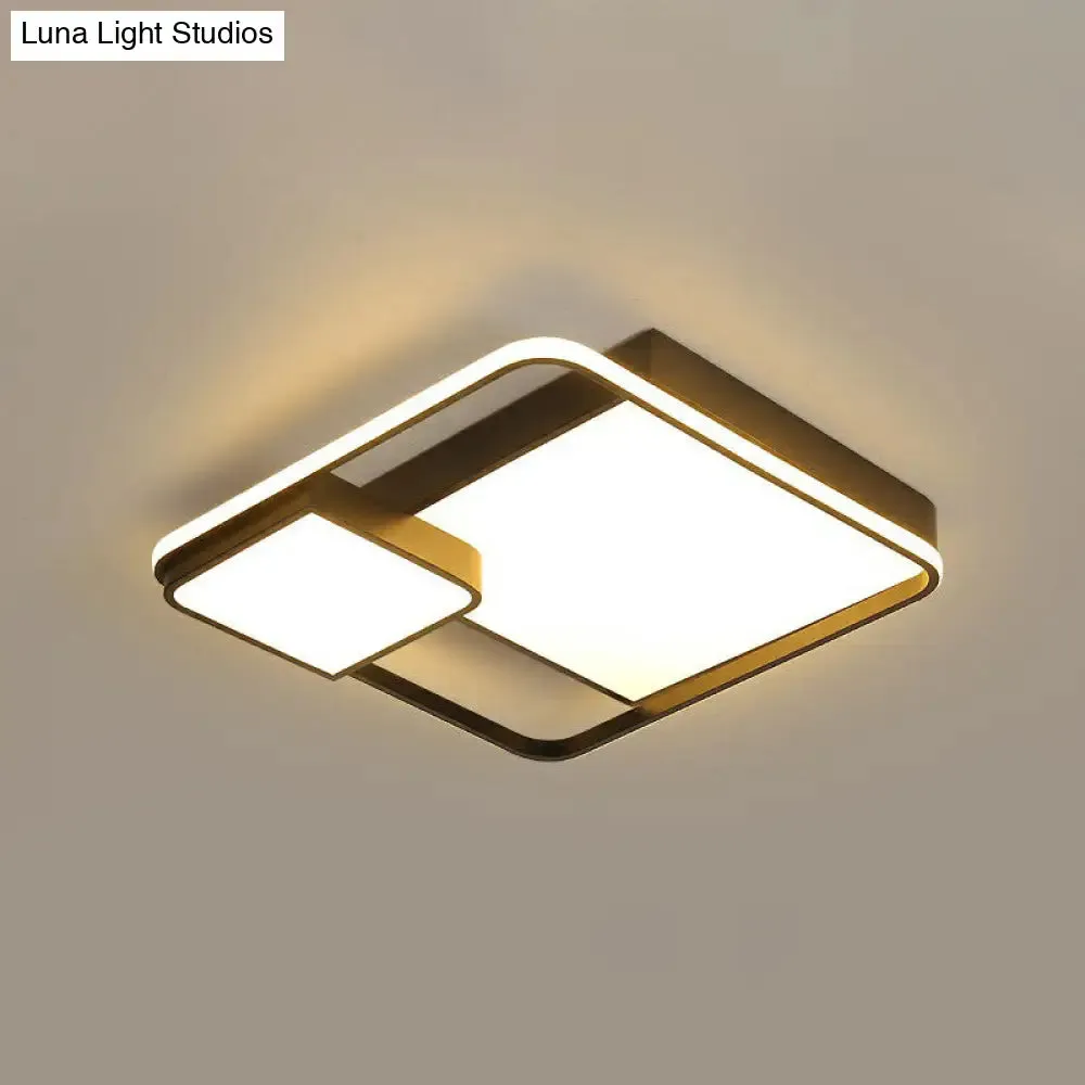 Black Square LED Ceiling Mount Light with Minimalist Acrylic Shade