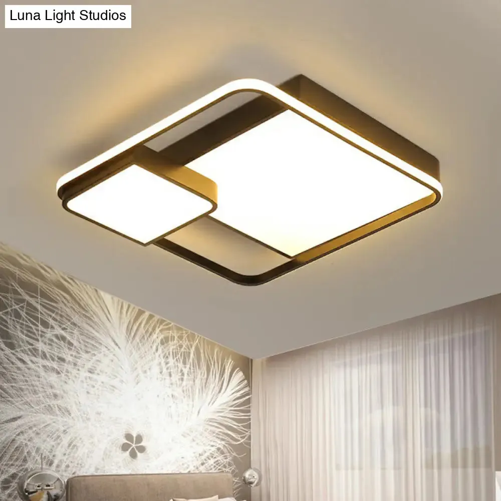 Black Square LED Ceiling Mount Light with Minimalist Acrylic Shade