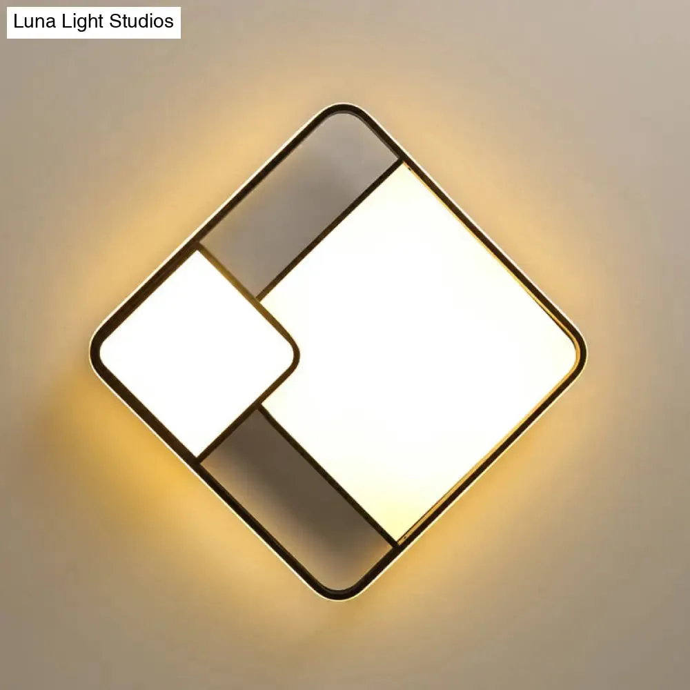 Black Square LED Ceiling Mount Light with Minimalist Acrylic Shade