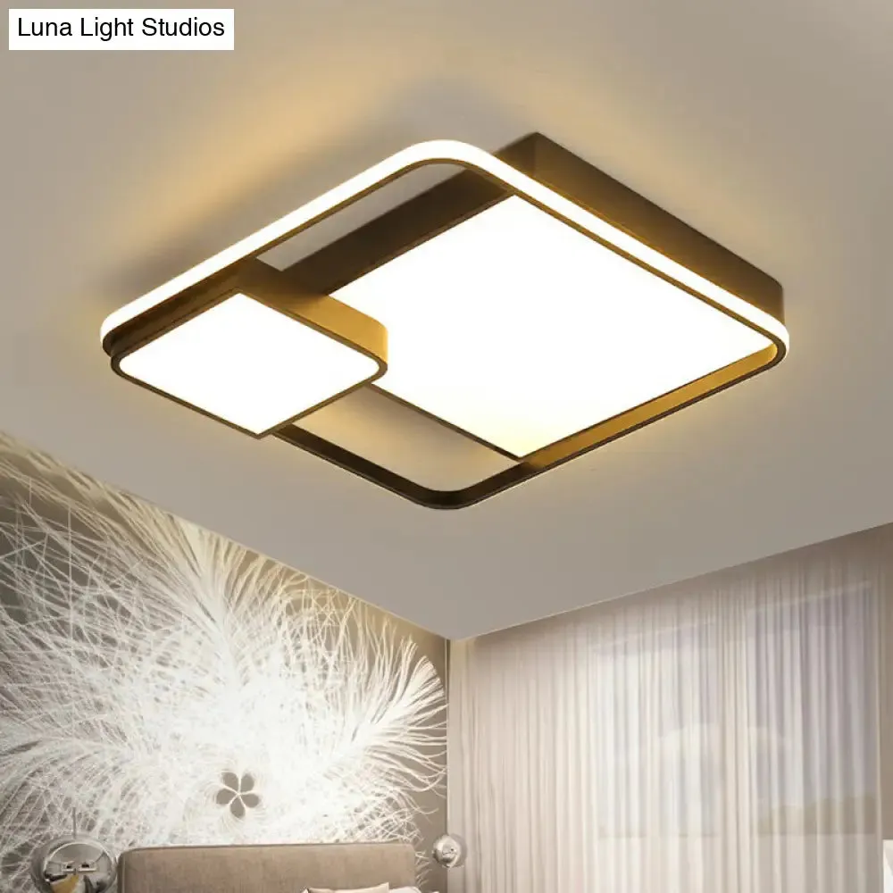 Black Square LED Ceiling Mount Light with Minimalist Acrylic Shade