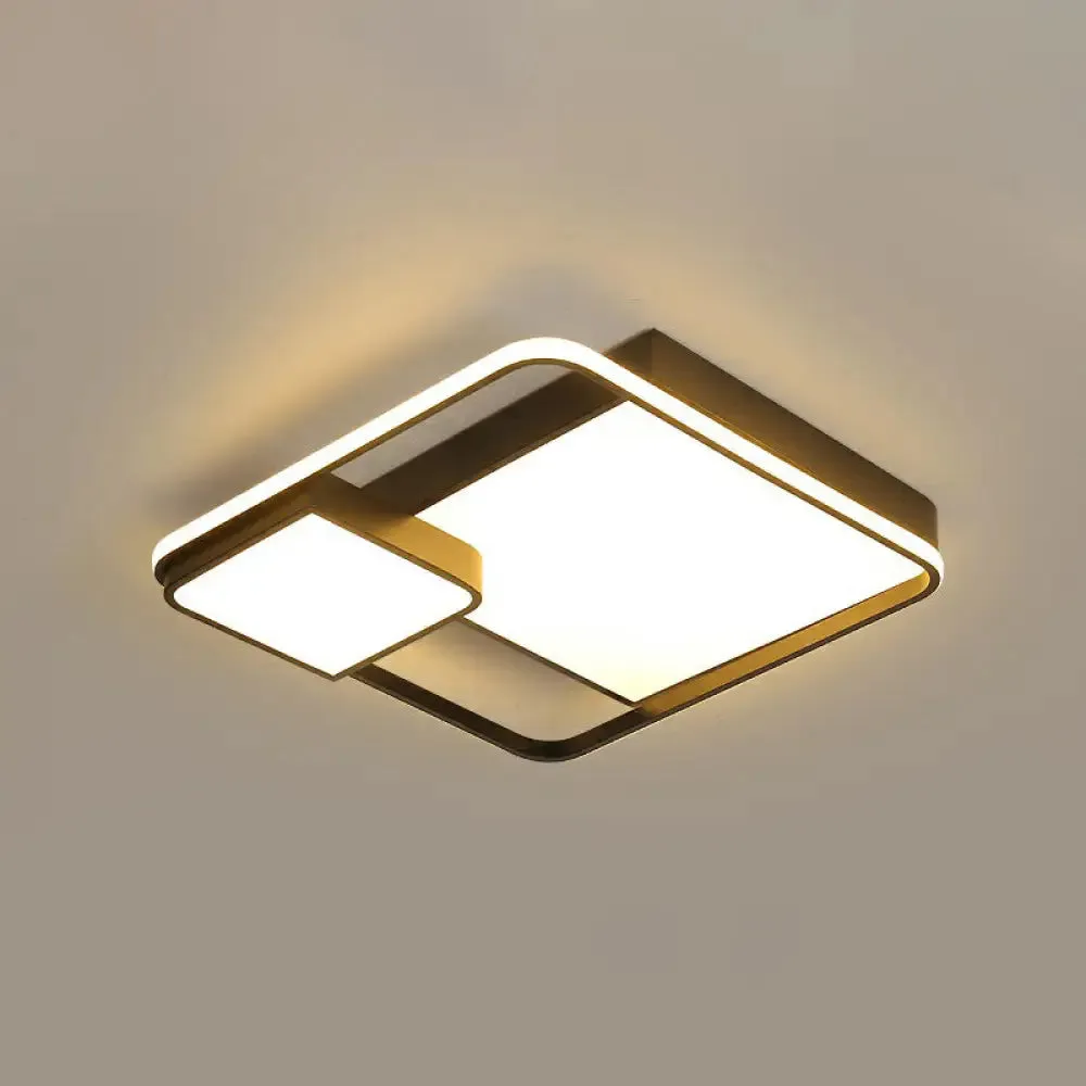 Black Square LED Ceiling Mount Light with Minimalist Acrylic Shade