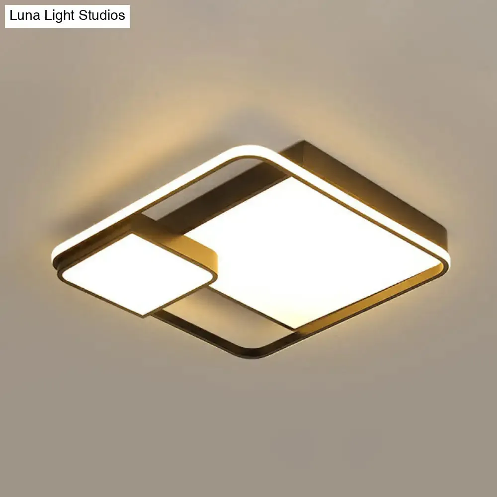 Black Square LED Ceiling Mount Light with Minimalist Acrylic Shade