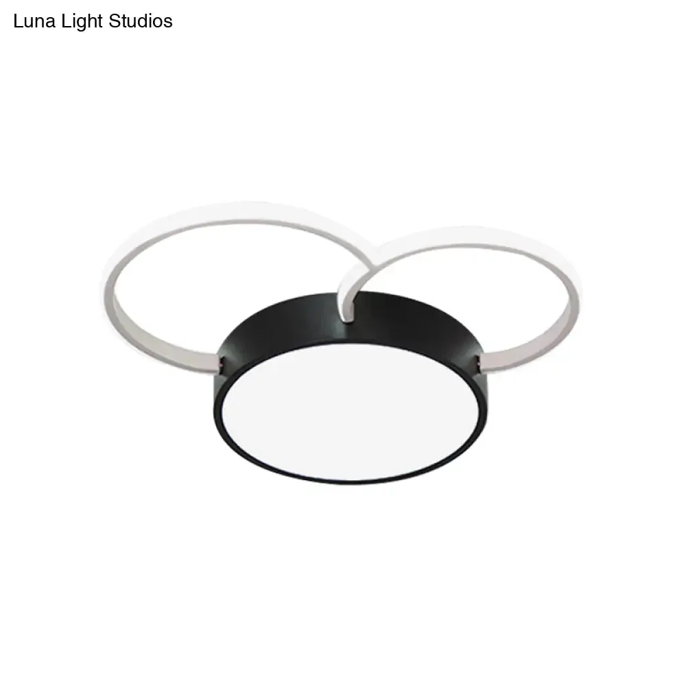 Black-White Round LED Flush Mount Ceiling Lamp, Modern Metal, Multiple Sizes (16"/19.5"/23.5") - Bedroom Lighting