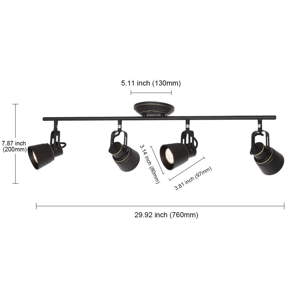 BONLICHT 4 Lights Kitchen Track Lighting Oil Rubbed Bronze, 35W GU10 Base Halogen Bulbs Included