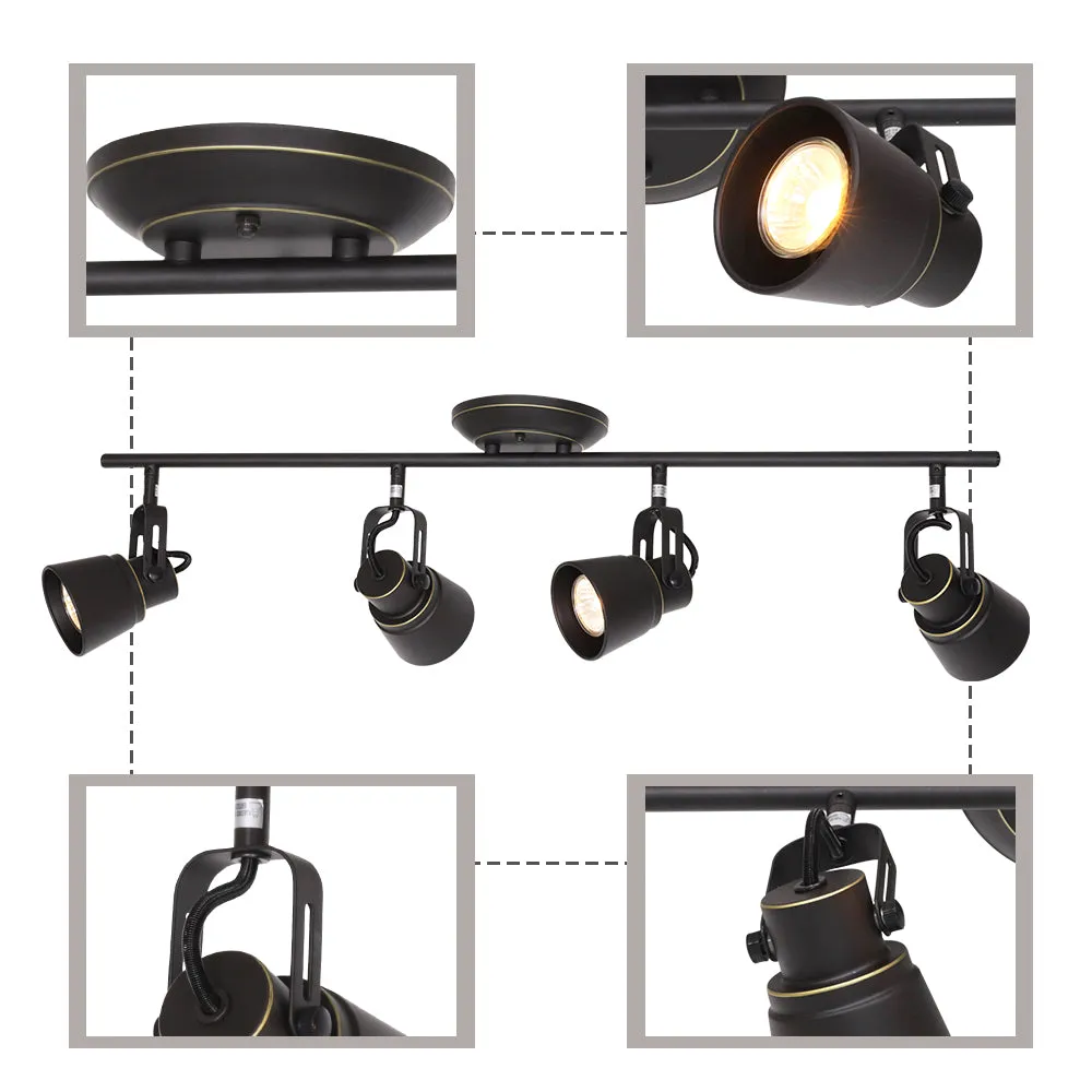 BONLICHT 4 Lights Kitchen Track Lighting Oil Rubbed Bronze, 35W GU10 Base Halogen Bulbs Included