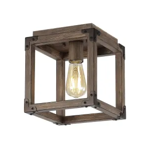 Breakneck 8" Iron Rustic Farmhouse LED Flush Mount