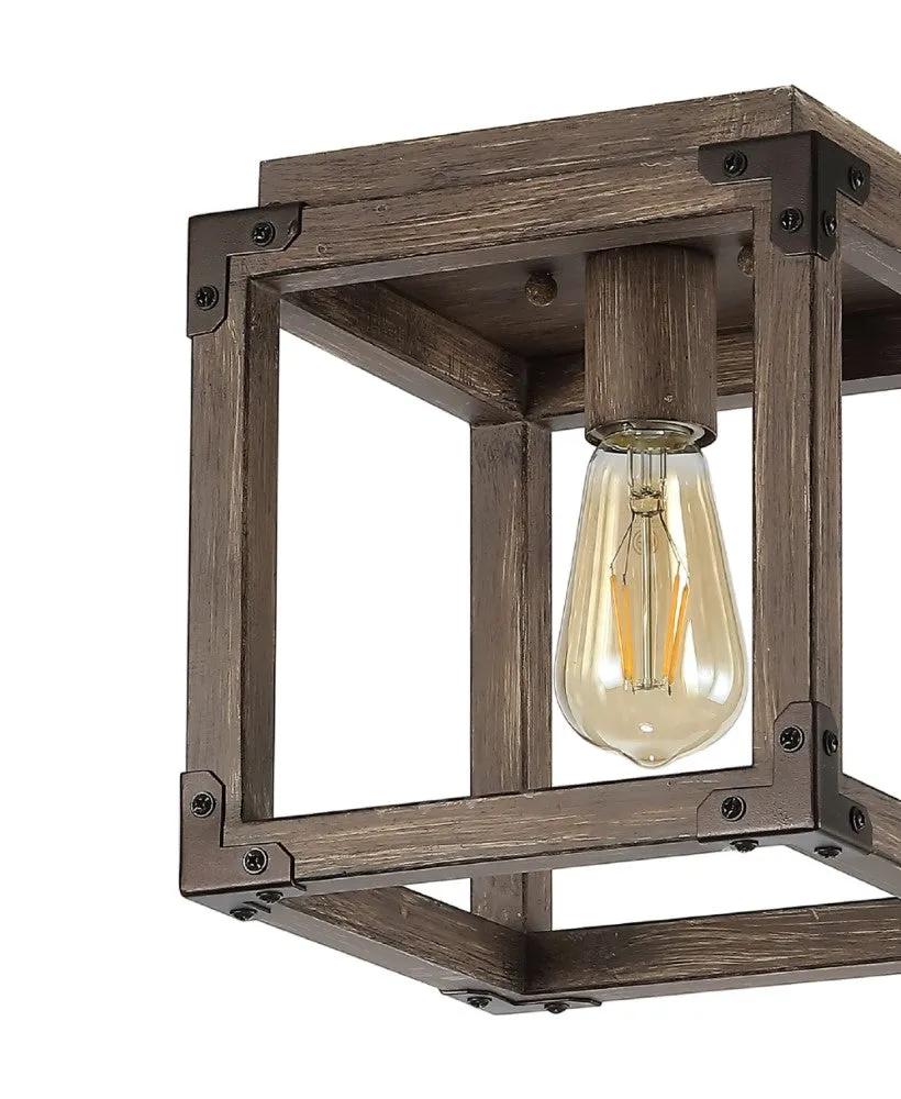 Breakneck 8" Iron Rustic Farmhouse LED Flush Mount