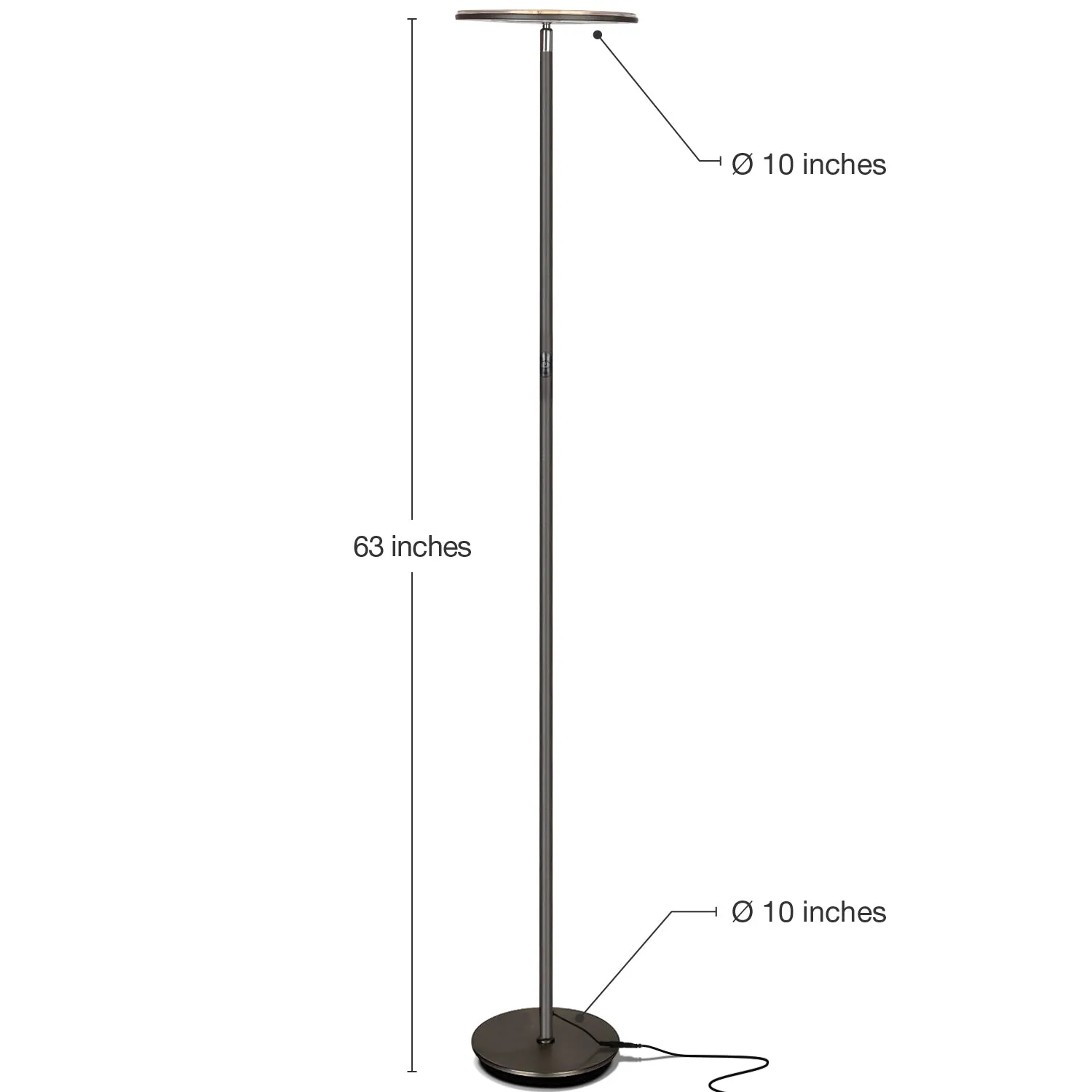 Brightech Sky LED Torchiere Bright Touch Sensor Floor Lamp, Bronze (Open Box)