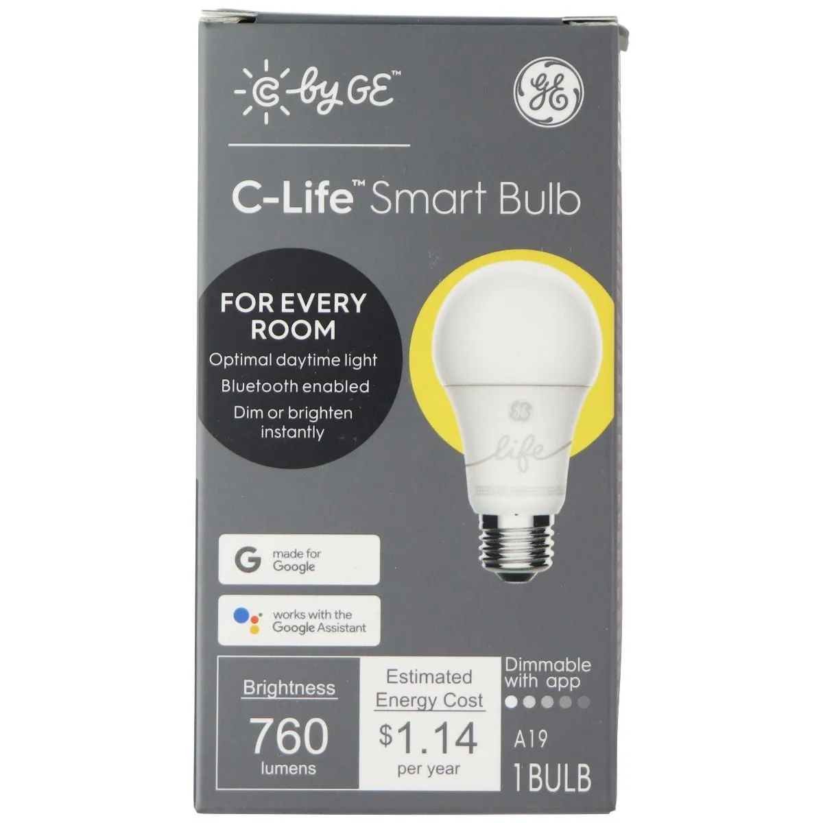 C by GE C-Life Soft White Smart Bulb LED A19   App Controlled Dim