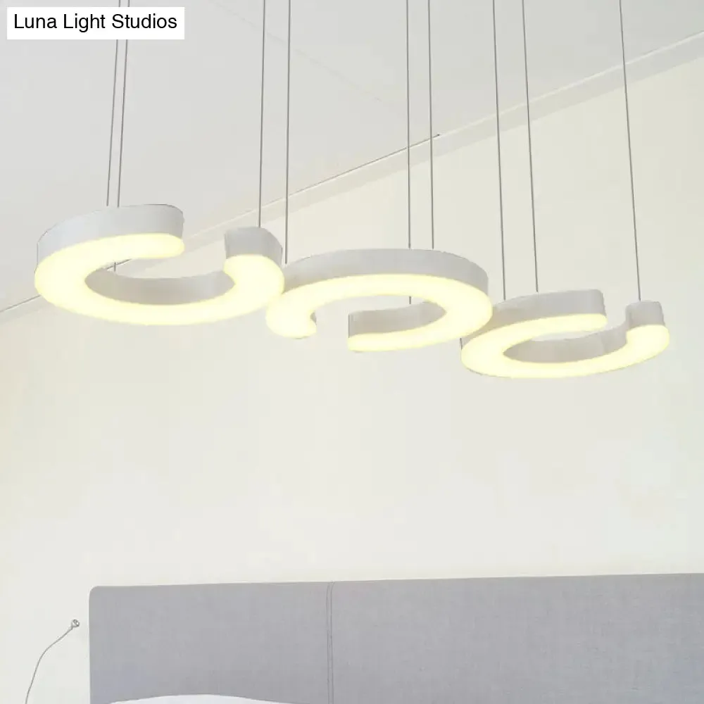 C-Shaped LED Pendant Lamp Kit - Minimalist Metal Design with Warm/White Light and Round/Linear Canopy